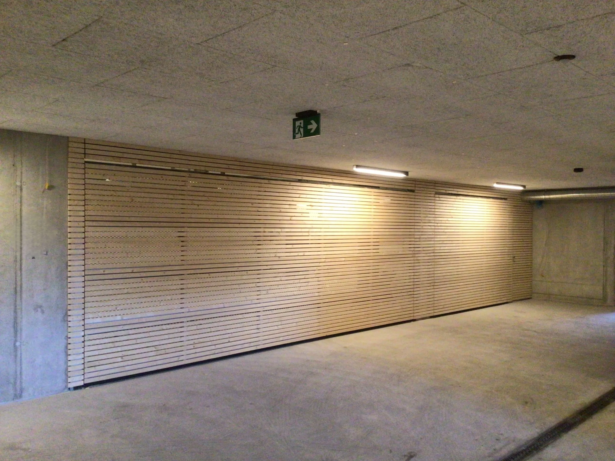 Sektionaltor ALR F42 mit Holzbeplankung in der Tiefgarage 
